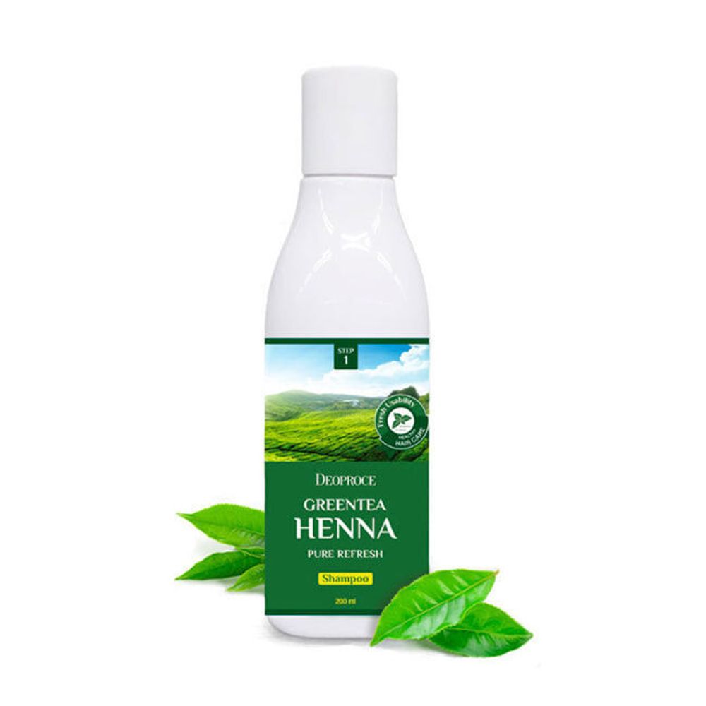 Deoproce Greentea Henna Pure Refresh Shampoo шампунь для волос с зеленым чаем и хной