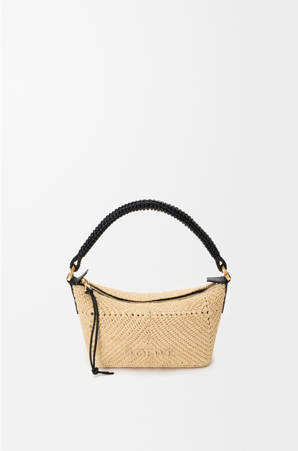 Loewe Мини-сумка Cala из телячьей кожи и рафии, натуральный/черный