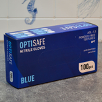 Перчатки нитриловые S неопудренные (100шт), голубые, Optisafe
