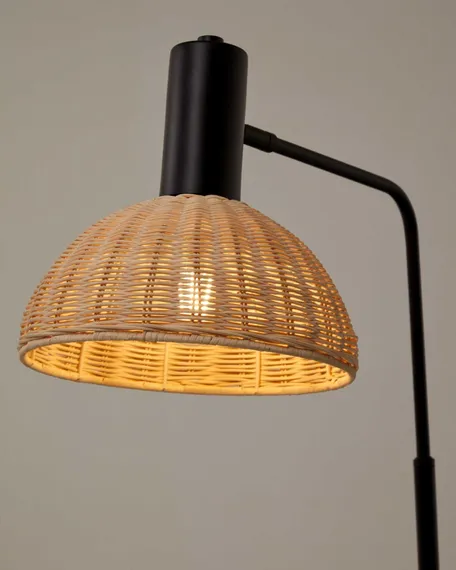 Торшер Damila 165 см, ротанг, черный каркас