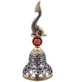 AM- 588 Колокольчик «Рыба Чешуя « (латунь, янтарь)