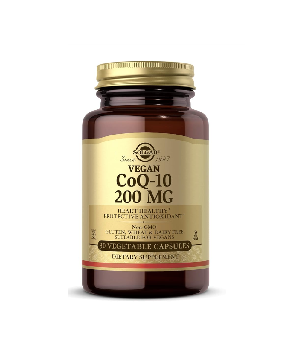 Solgar Vegetarian CoQ-10 200 мг, 30 растительных капсул — для здоровья сердца, защитный антиоксидант — добавка коэнзима Q10 (CoQ-10) — веганская, без глютена, без молочных продуктов, кошерная — 30 порций