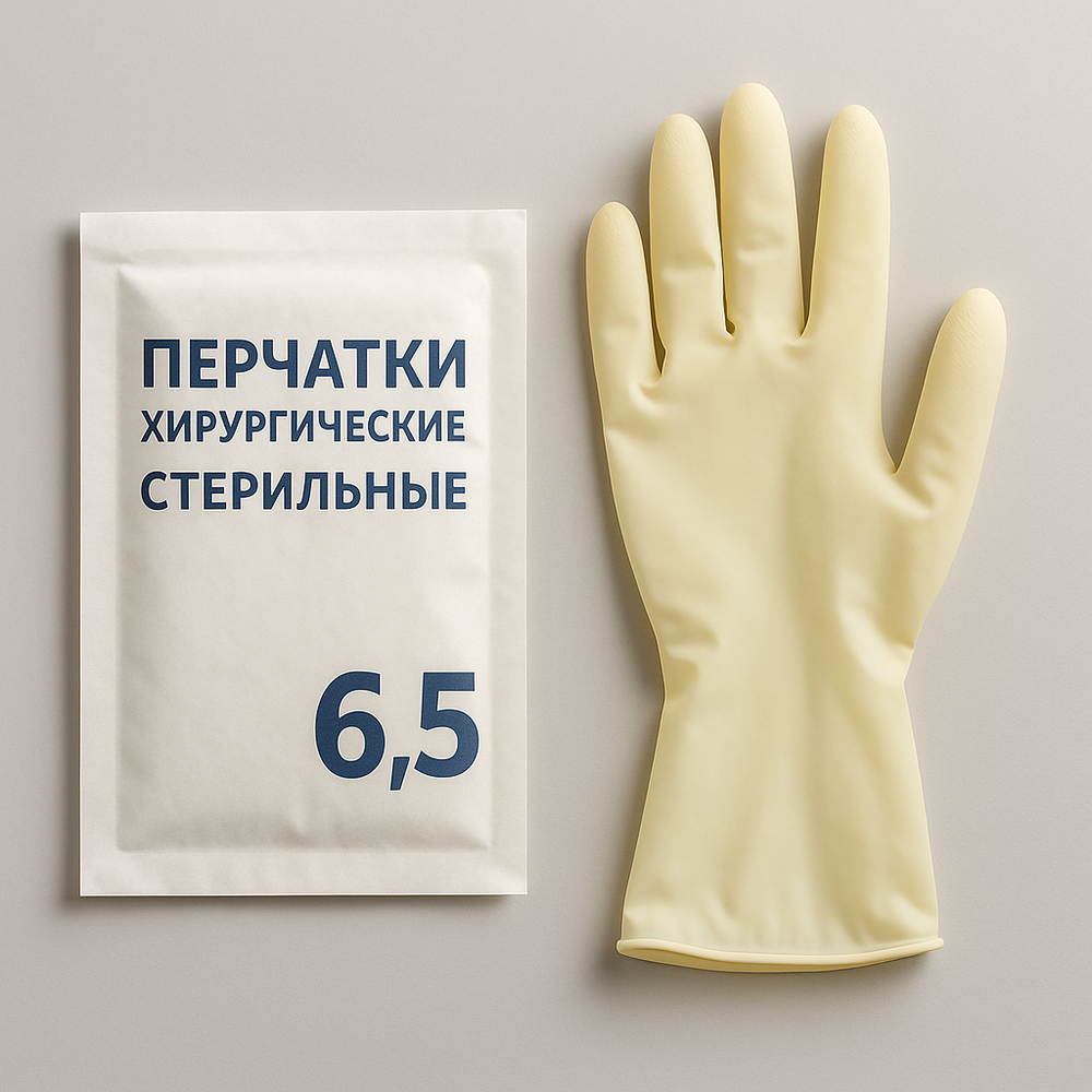 Перчатки хирургические стерильные неопудренные размер 6.5