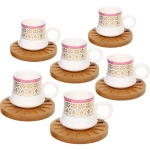 Кофейный набор 12 предметов «Восточная сказка» ( 6кружек 90мл+6 блюдец), вензеля розовый