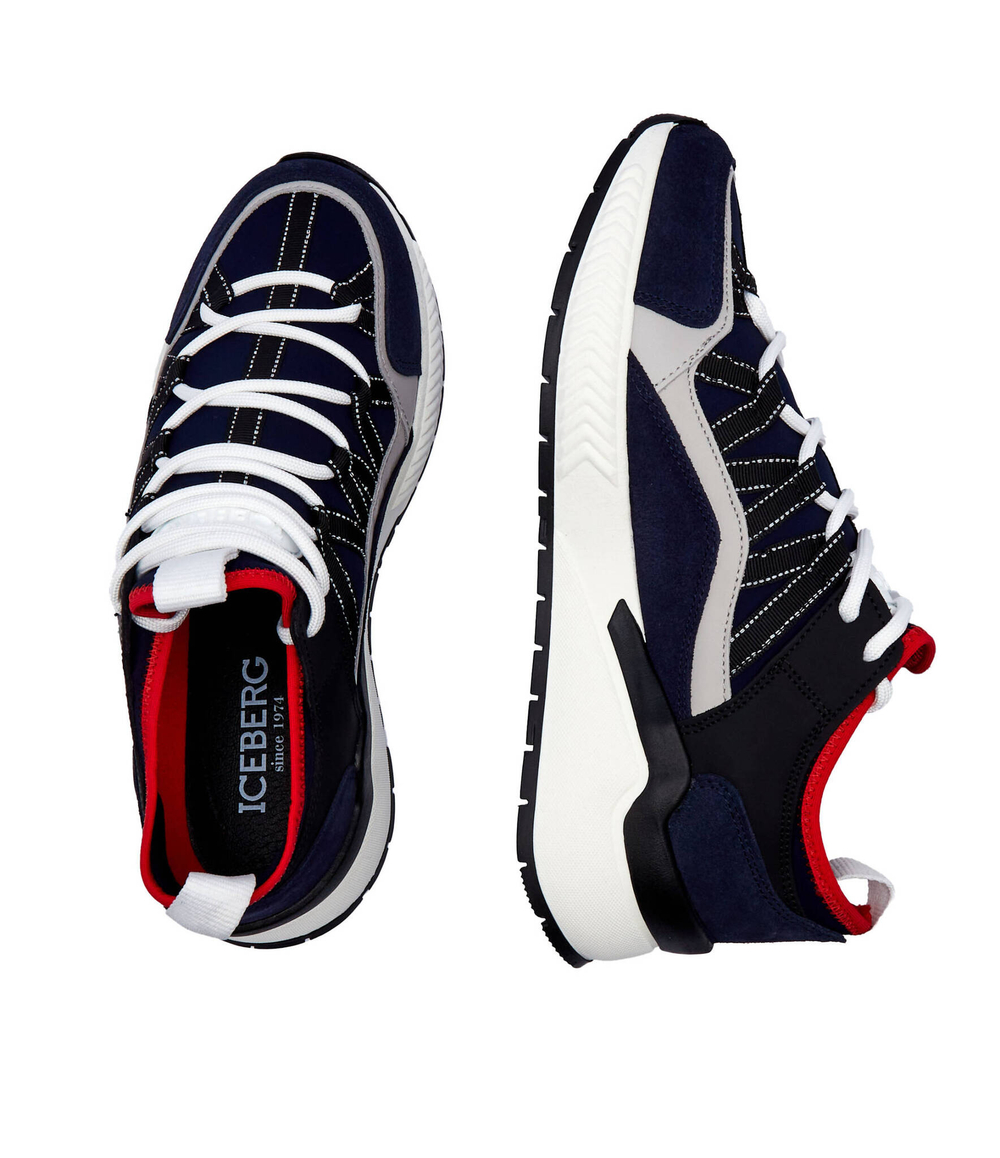 Кожаные кроссовки comb.deep blu Iceberg - темно-синий(IU1638)