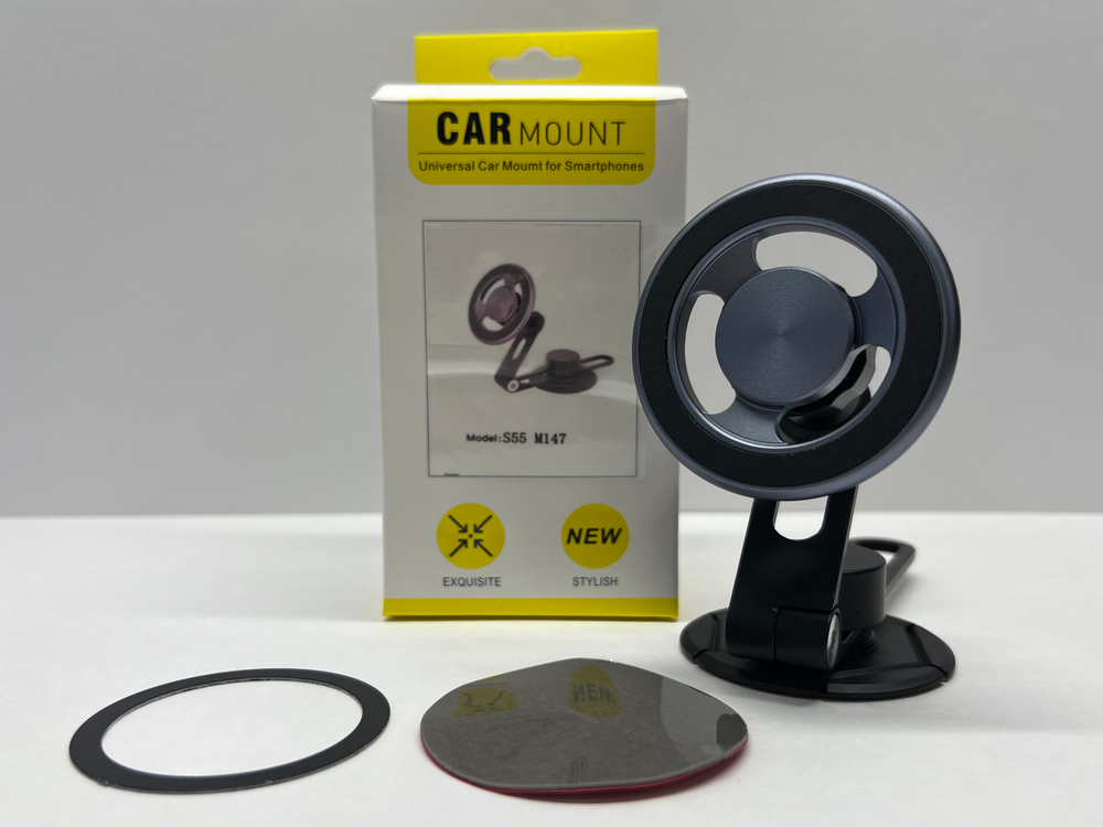 Держатель для телефона автомобильный в машину, на панель, с кольцом MagSafe, клеящаяся платформа, скотч + магнит, S55-M147, Цепкий (1 шт.)