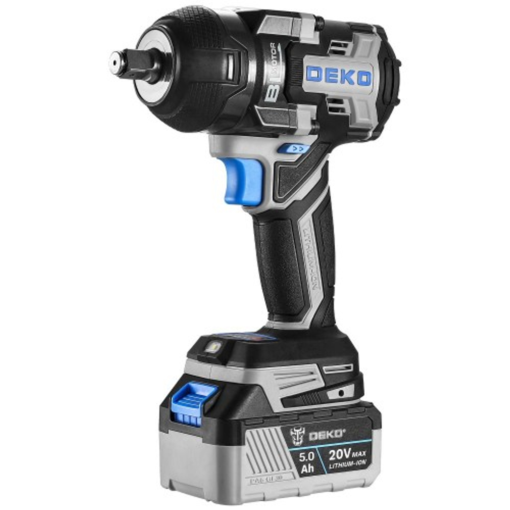Гайковерт аккумуляторный DEKO DKIS20FU-Li бесщеточный 20В, 2*5.0 Ач, 850 Нм, в кейсе 063-4433