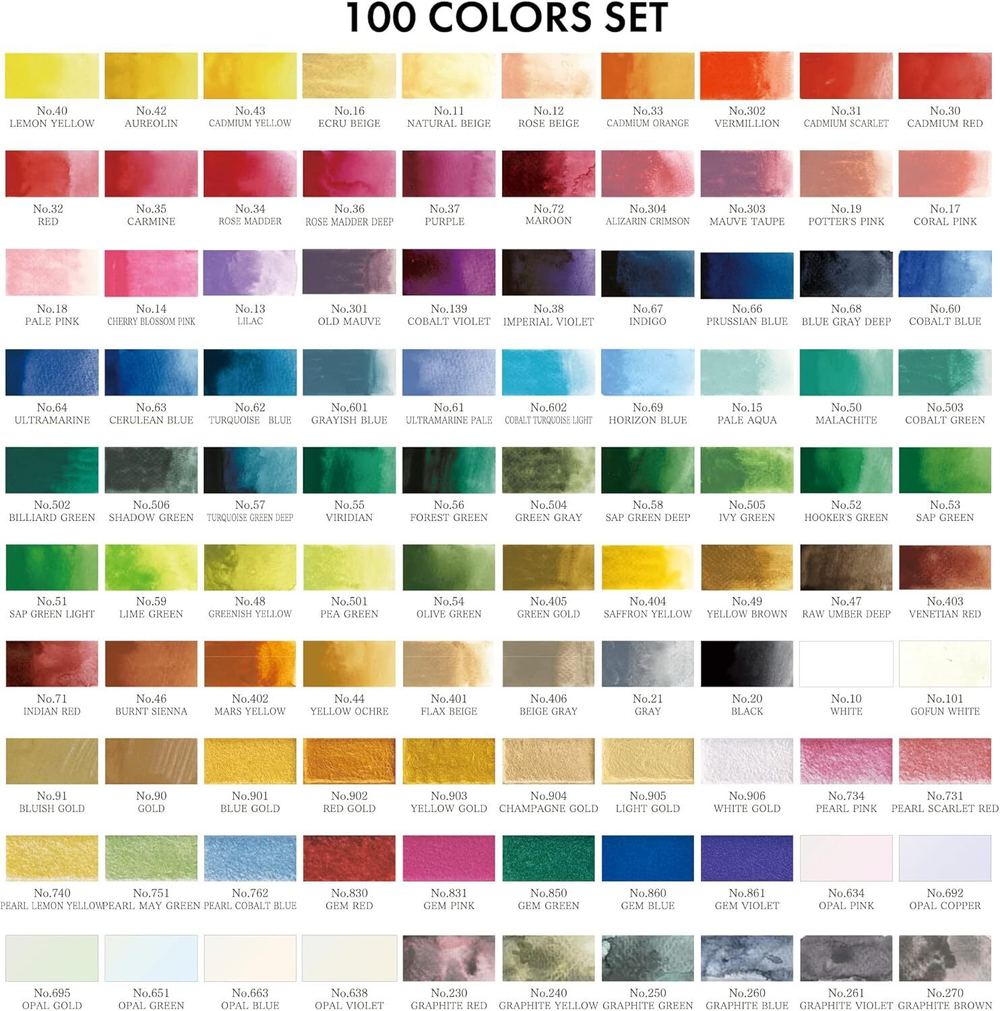 Kuretake Gansai Tambi 100 цветов