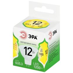 Лампа светодиодная ЭРА GREEN LINE LED MR16-12W-830-GU5.3 GL 12Вт софит теплый свет GU5.3 | Лампы cветодиодные Точечные (Софиты) (MR, PAR)
