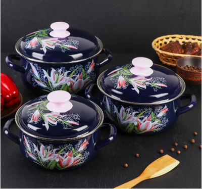 Набор эмалированных кастрюль «Версаль», 3 предмета: 1,5 л, 2 л, 3 л, индукция