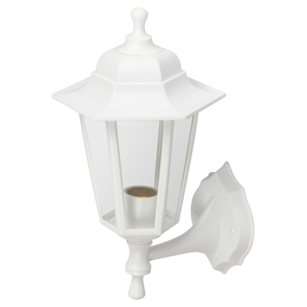 Садово-парковый светильник ЭРА НБУ 06-60-001 белый 6 гранный настенный IP44 Е27 max60Вт