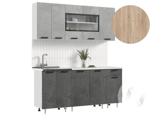 Кухня Рио NEW ЛДСП 1;8м (белый/бетон светлый; бетон темный/сонома)