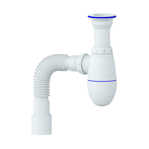 Сифон 1 1/2*40 В120P литой выпуск, с гофрой 40*40*50  UNICORN