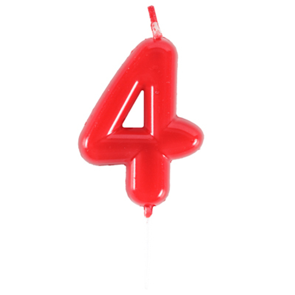 Свеча -цифра "4" Красная 4,5см