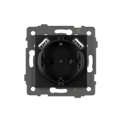 Механизм розетки с USB зарядкой SCT-MUAA-PL-BK-V (250V, 16A) (Arlight, -) 049819