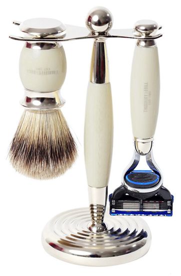 НАБОР КИСТЬ ДЛЯ БРИТЬЯ СТАНОК С ЛЕЗВИЕМ FUSION СЛОНОВАЯ КОСТЬ T&H