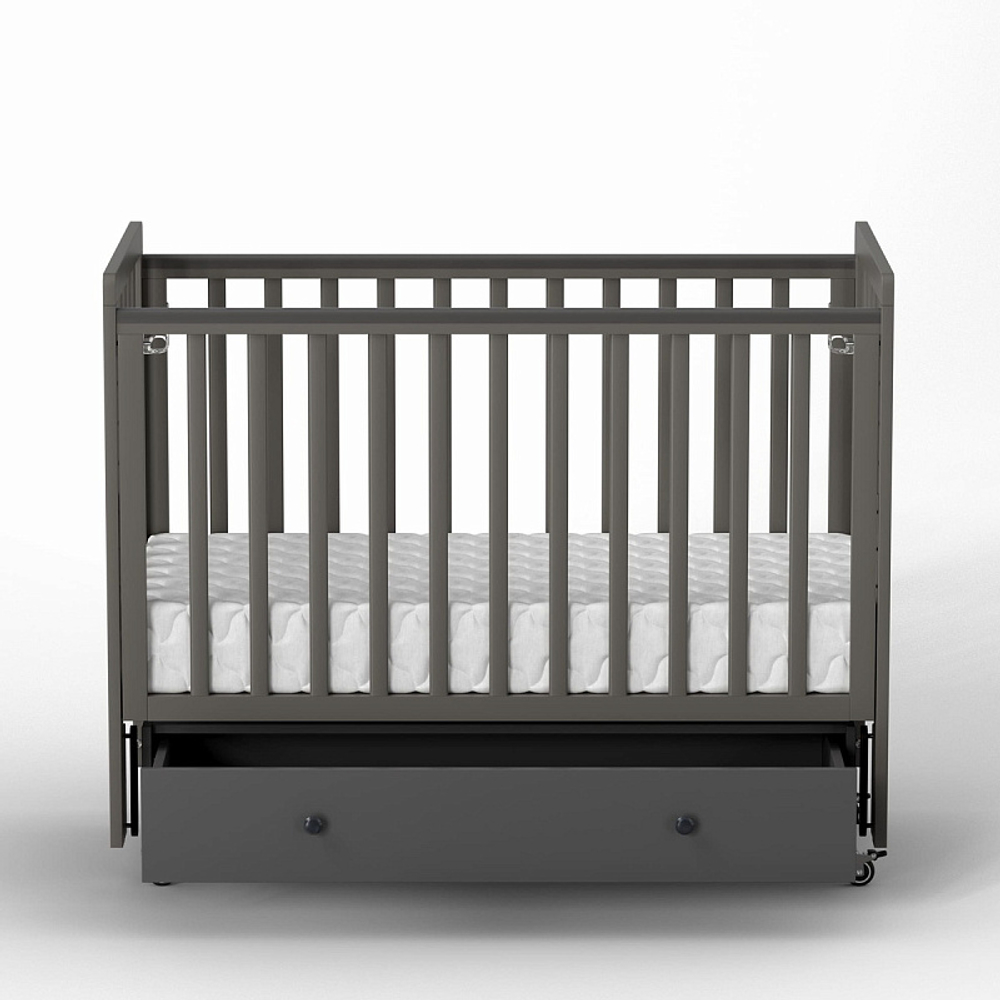 Кровать ANTEMI Classic Sleep 120х60 ящик+универсальный маятник цвет: Графит арт. НИК 22г