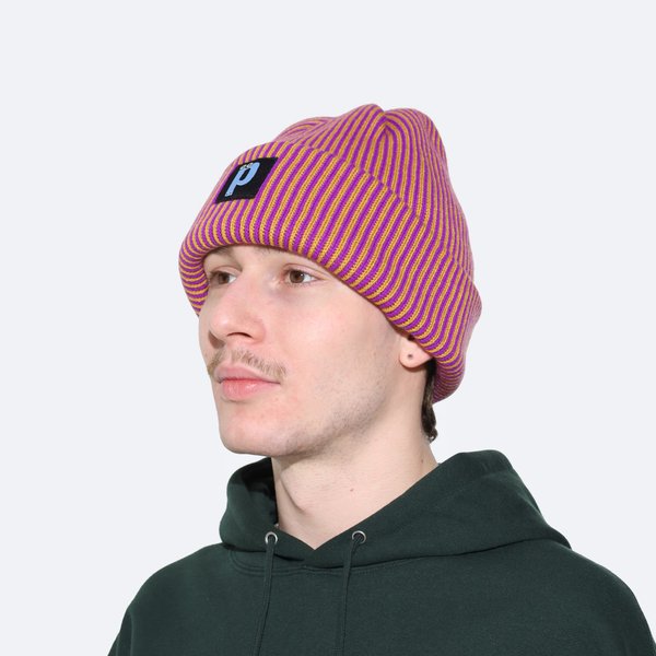 Шапка Postaments Stripes (mustard/violet) артикул: - купить в магазине Дайс