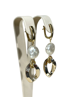 Серьги жемчужина и звено цепи