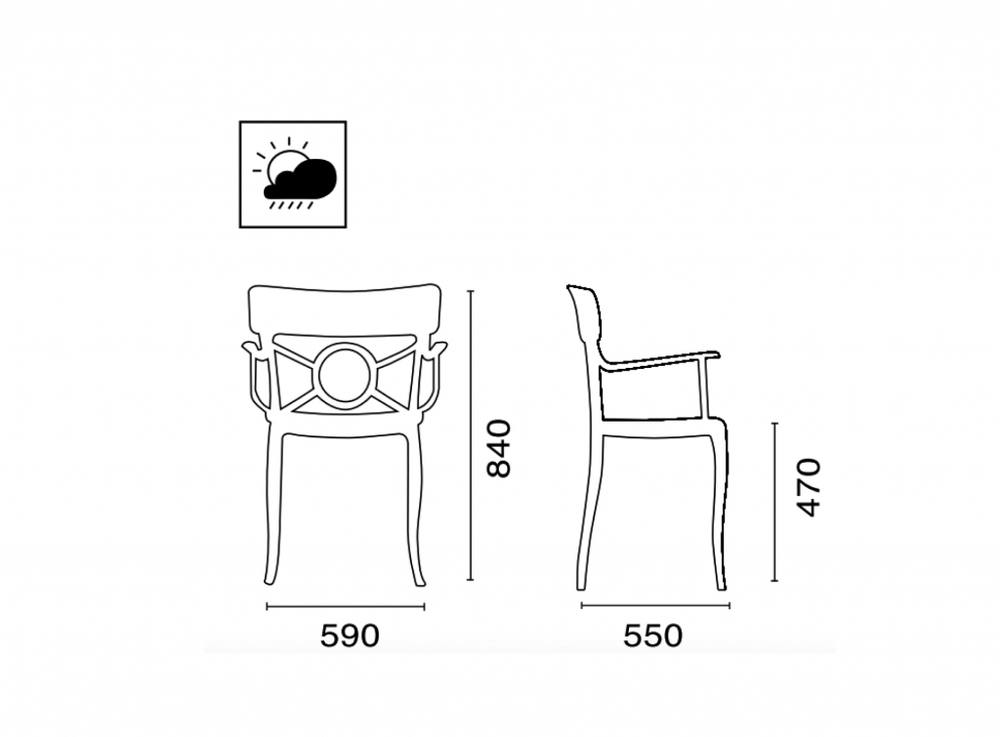 Кресло пластиковое Papatya Opera-K, черный, прозрачный