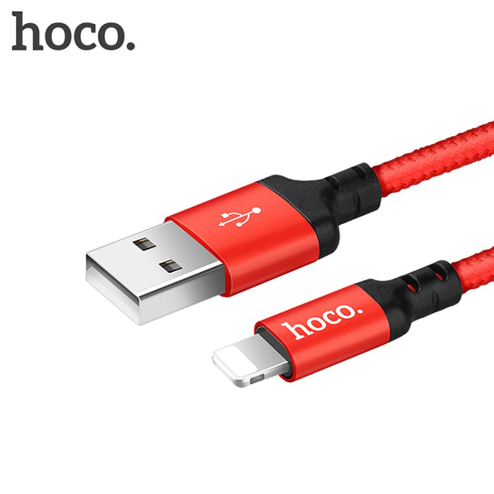 Кабель HOCO X14 USB-Lightning 2.4А 1м Nylon Red
