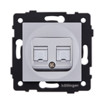 Розетка двойная Ethernet RJ45 Cat.5, серый Kollinger REA-015GY для Aspekt, Eleganz, Reflex