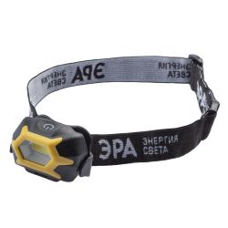 Фонарь налобный светодиодный ЭРА Рабочие Практик GB-701 на батарейках с адаптивным уголом наклона 3 режима желто-черный