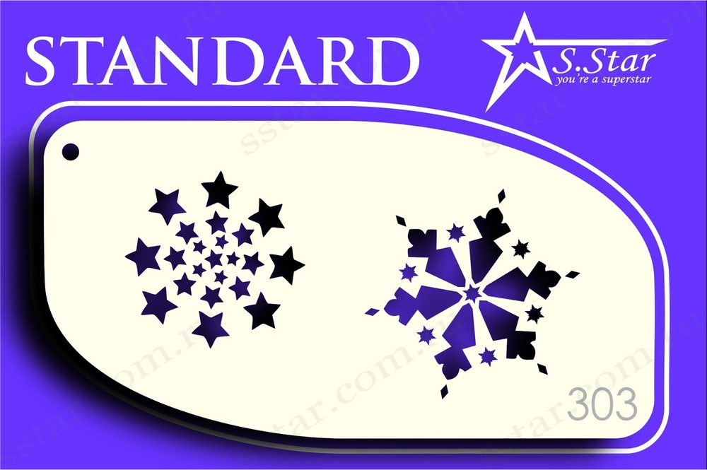 Трафарет для аквагрима S.STAR 303 снежинки
