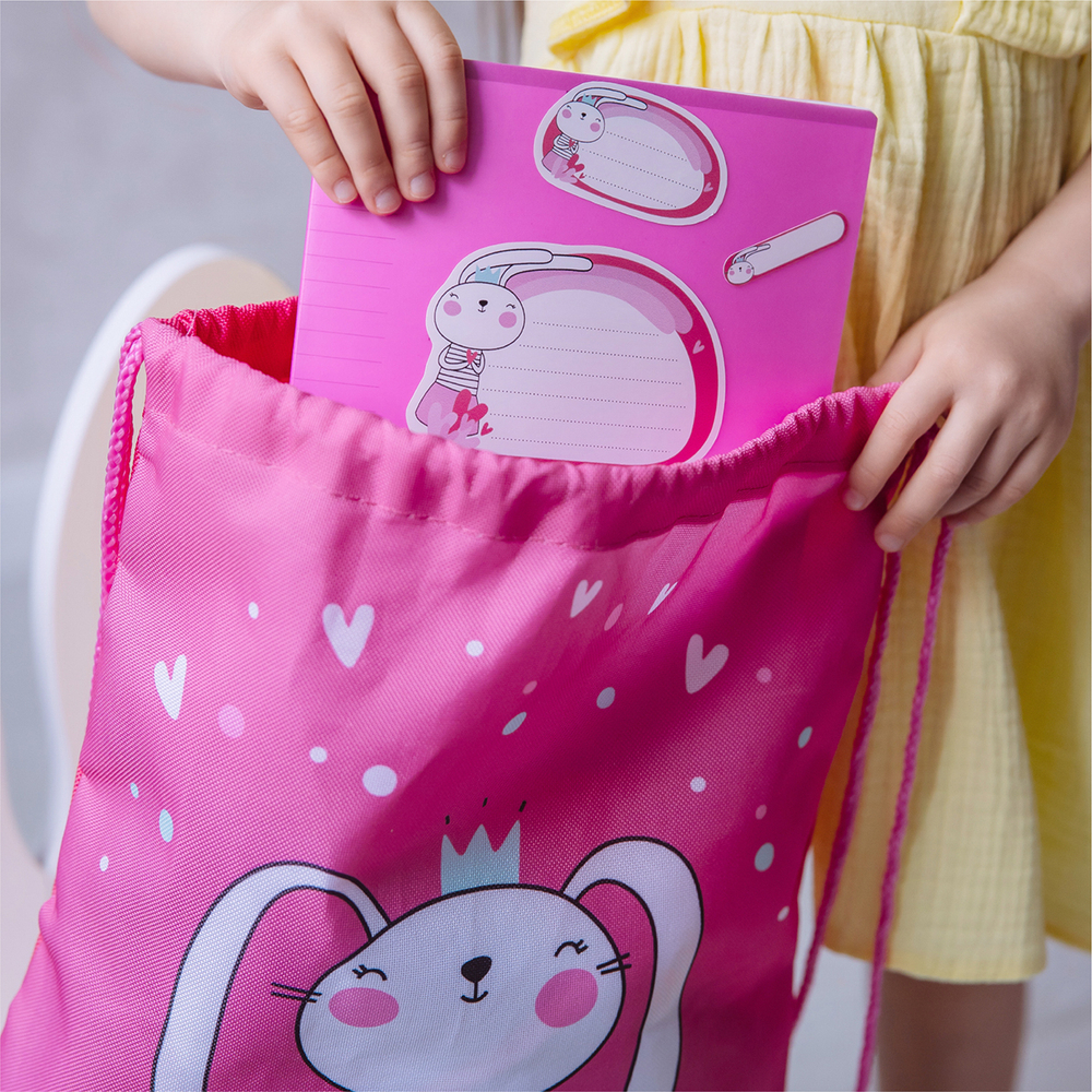 Наклейки для школы Зайка (фуксия), 56 шт