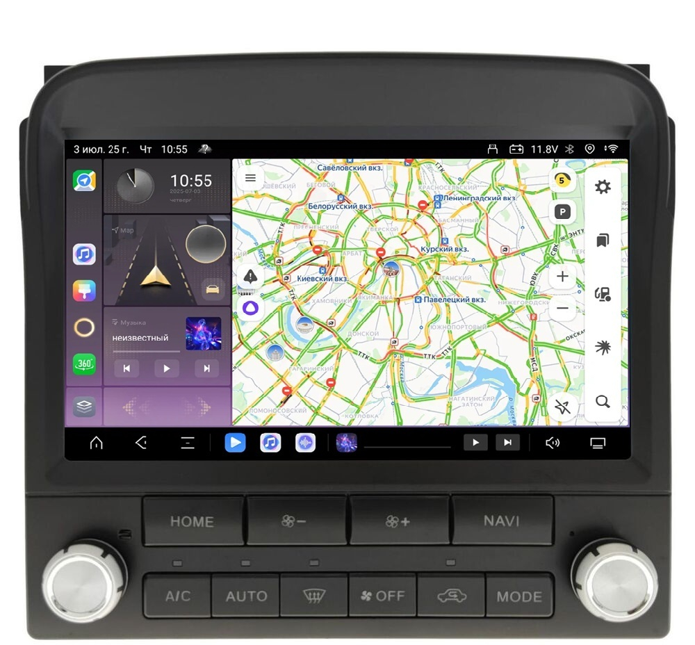 Магнитола для Toyota Land Cruiser 100, Lexus LX470 1998-2002 (климат на цветном экране) - Carmedia ZH-T1207 QLed+2K, Android 13, TS20, CarPlay, 4G SIM-слот