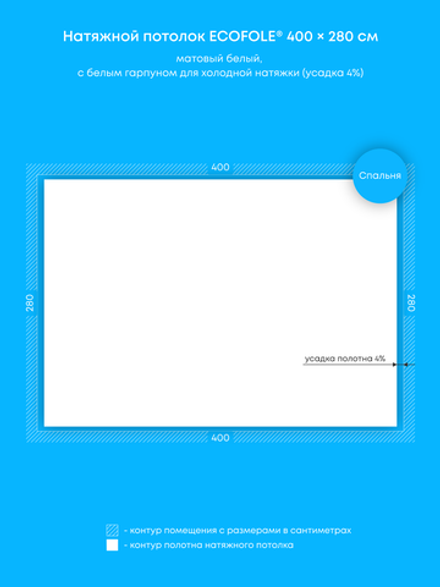 Матовый натяжной потолок 11.2 м2