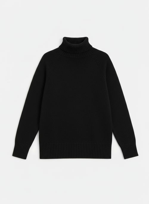 Свитер с высокой горловиной в рубчик