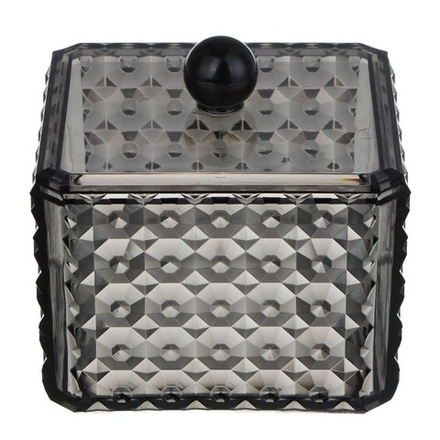 ЮНИLOOK Органайзер косметический прозрачный с крышкой, 9,5х9,5х6,5см, PS, черный, ВЗ24-30