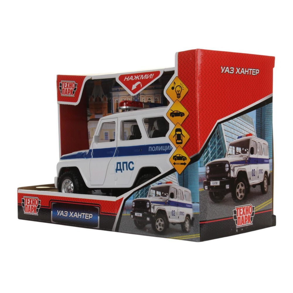 Модель ин. мет. "УАЗ Хантер - полиция ДПС" 19,5см. коробка A071-H11004-J006 (Технопарк)