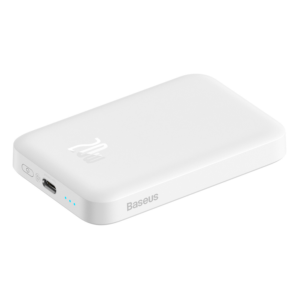 Внешний аккумулятор + Беспроводная зарядка Baseus Magnetic Wireless Charging Power Bank C+Qi 6000mAh 20W (MagSafe) - White