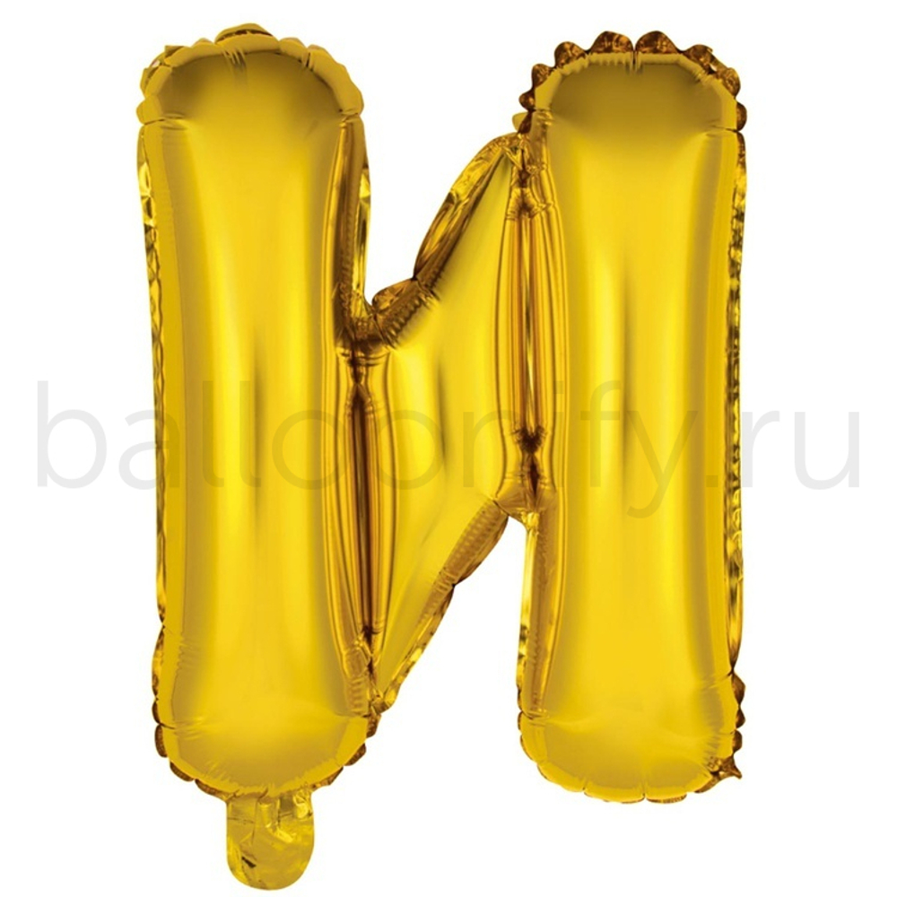 Фольгированная фигура, Буква И 35 см Gold