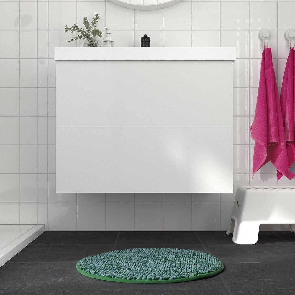 IKEA TOFTBO  (ИКЕА ТОФТБО)  -  Коврик для ванной комнаты, зеленый/синий, 55 см
