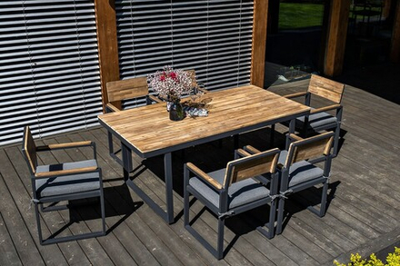 Обеденная группа из алюминия Joygarden ТОПА L, темно-серый графит, серый антрацит