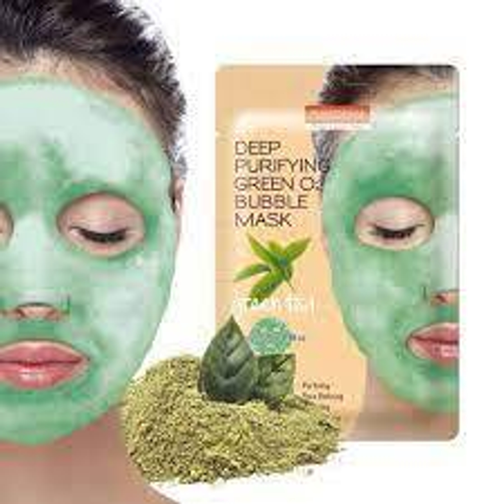 Маска пузырьковая с зеленым чаем Purederm Black O2 Bubble Mask Green Tee, 20 г