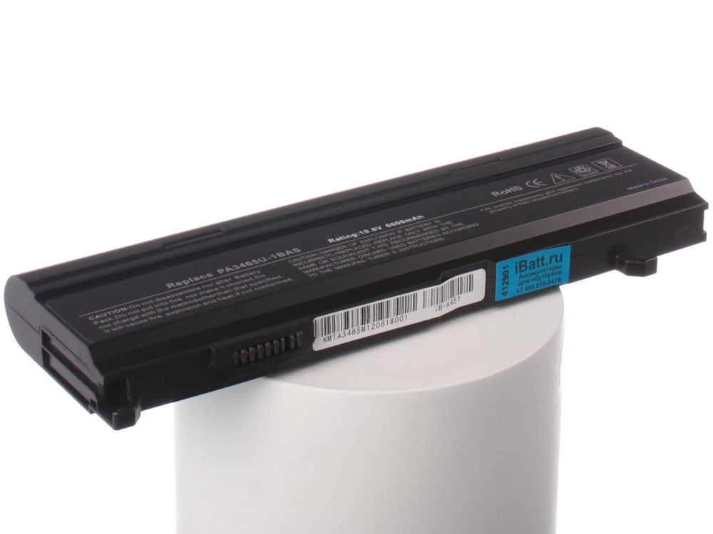 Аккумулятор iBatt 6600mAh, для Satellite A105-S2021 M115 M55-S139 A85-S1072 A135-S4527 A110-ST1111 A135-S2306 M105-S1021