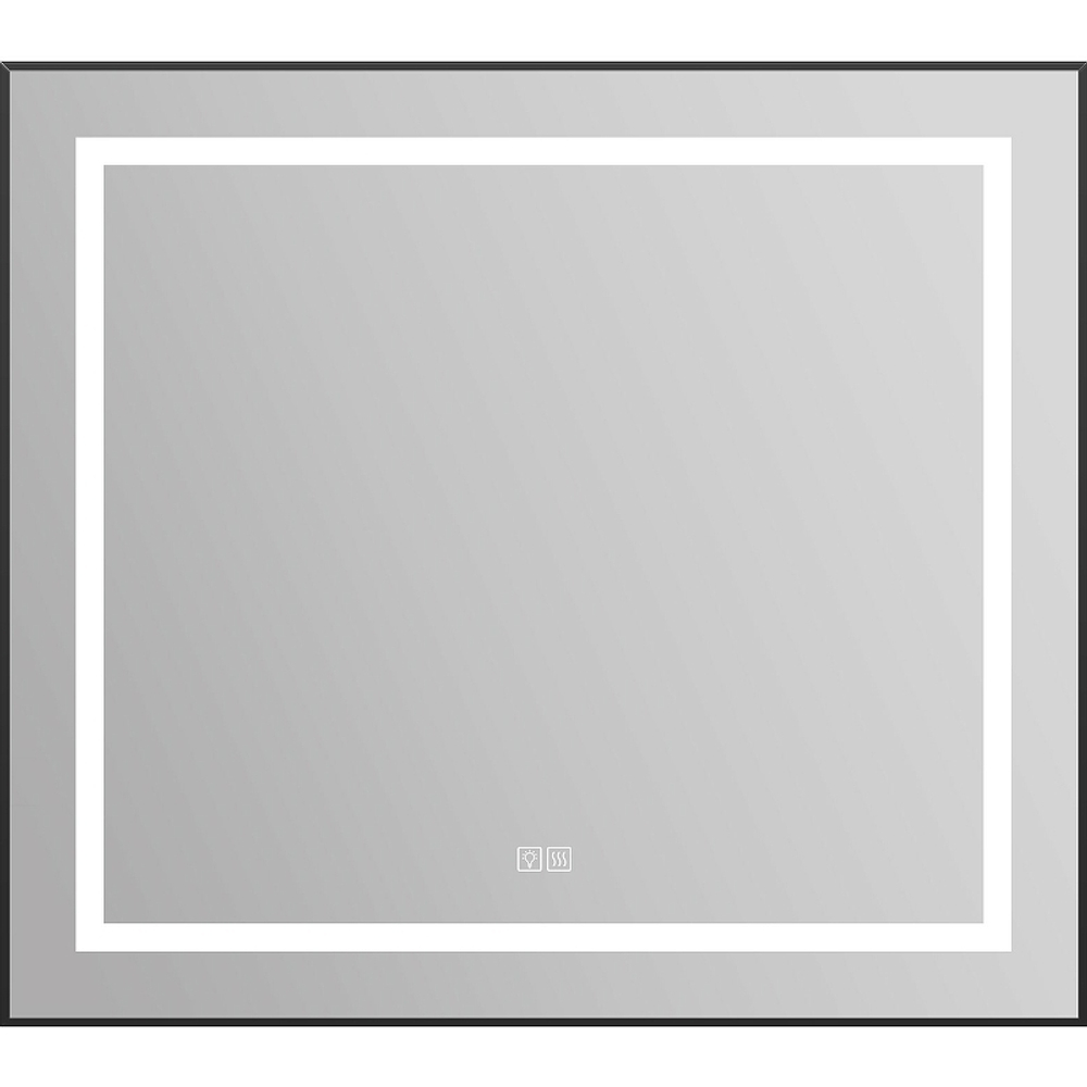 Зеркало BelBagno Kraft 88.5 SPC-KRAFT-885-785-TCH-WARM-NERO с подсветкой с подогревом Черное с сенсорным выключателем