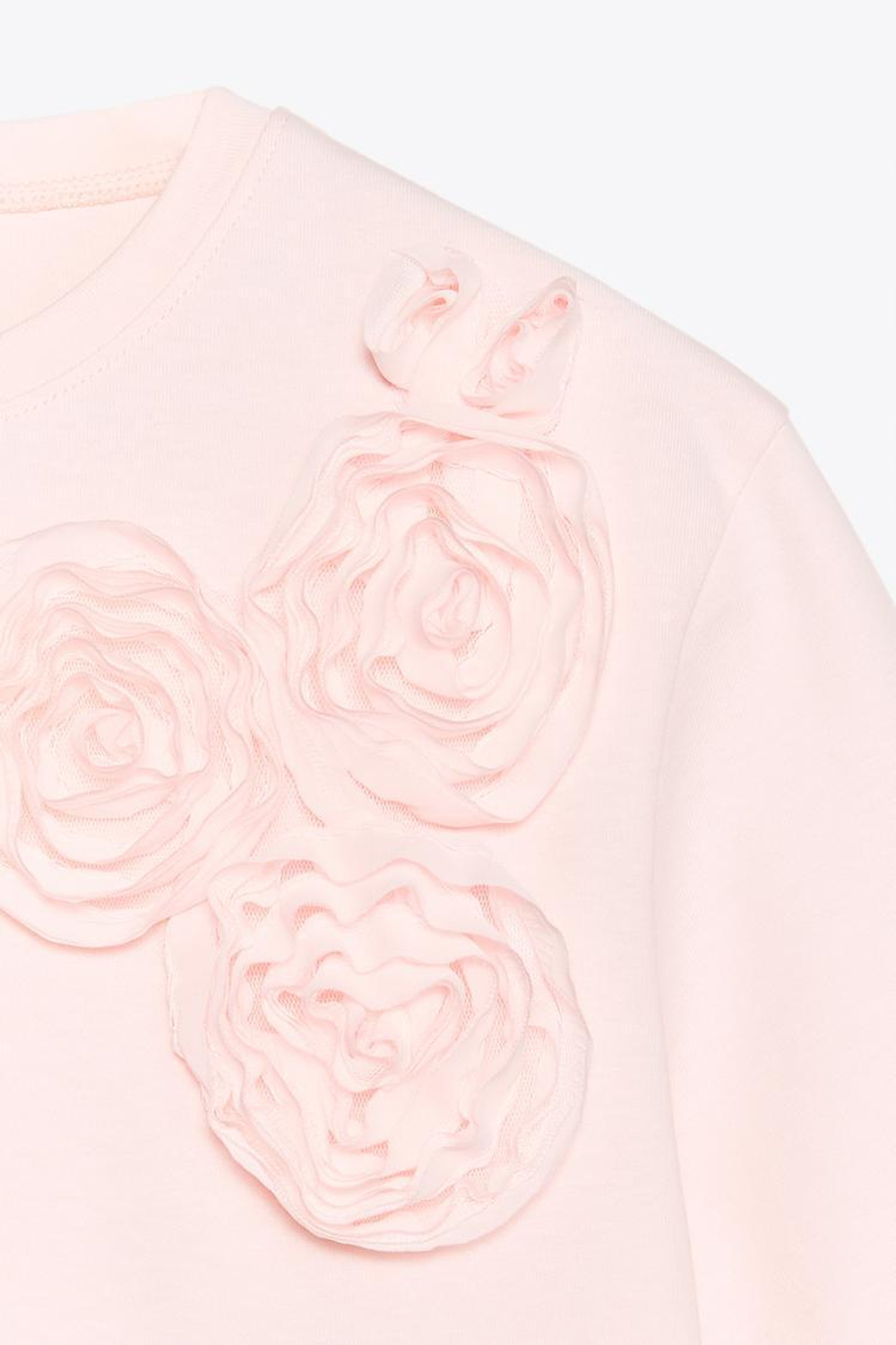 ZARA ФУТБОЛКА С ЦВЕТОЧНЫМ ПРИНТОМ, РОЗОВЫЙ