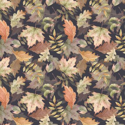 акварельные осенние листья на темном фоне