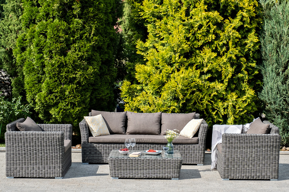 "Капучино" диван из искусственного ротанга трехместный, цвет графит