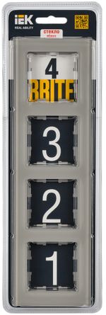 BRITE Рамка 4 -местная РУ-4-2-БрД стекло дымчатый IEK