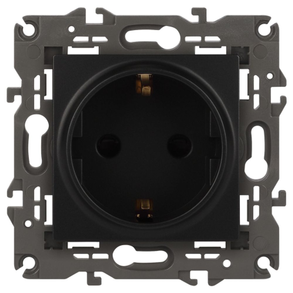 14-2102-05 ЭРА Розетка 2P+E Schuko со шторками, 16A-250В, IP20, Эра Elegance, антрацит | Elegance Антрацит