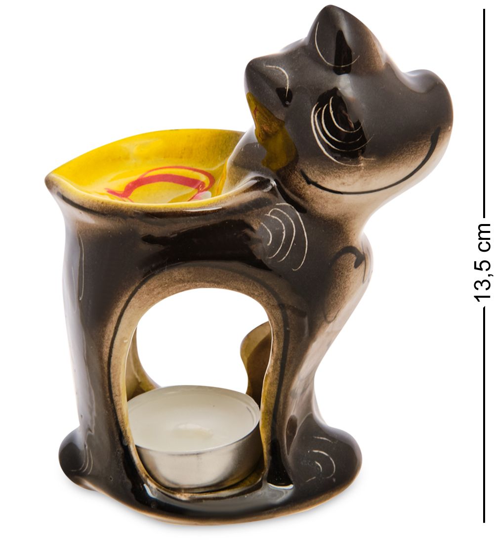 ГЛ- 051 Арома-подсвечник «Кот» (Гжельский фарфор)