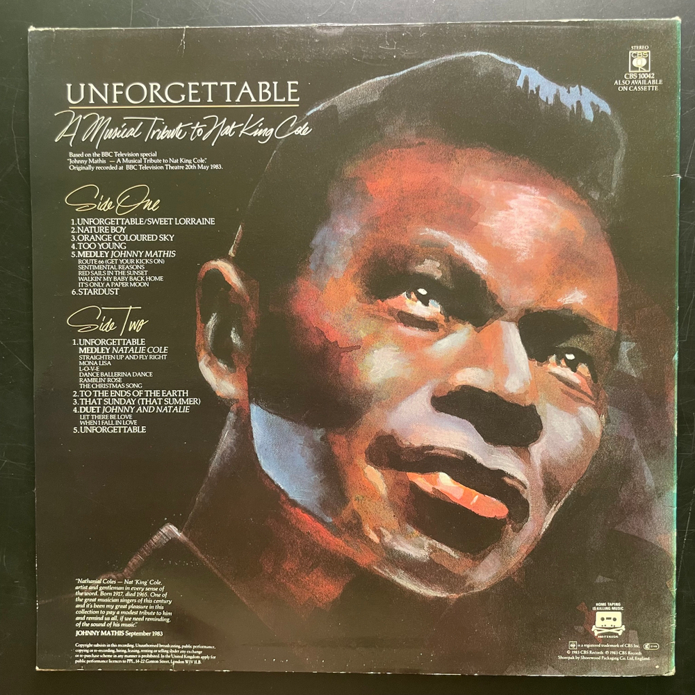 Johnny Mathis And Natalie Cole ‎– Unforgettable: A Musical Tribute To Nat King Cole (Англия 1983г.)