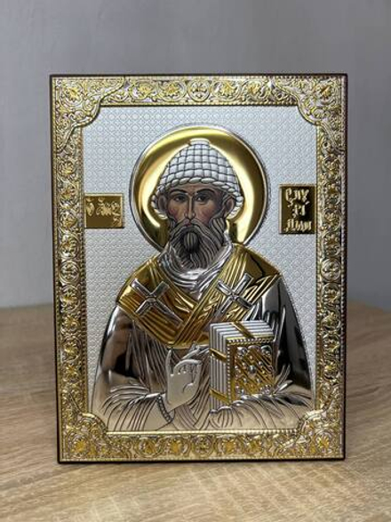 Спиридон, икона прямоугольная без рамки, красное дерево 150х200