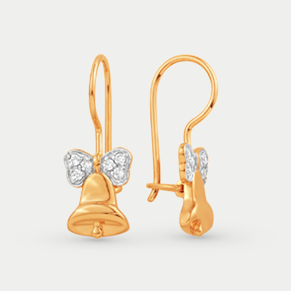 Серьги детские из красного золота 585 пробы с фианитами (арт. С1326430)